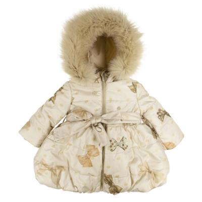 Picture of PRE ORDER Bimbalo Girls Padded Coat with Exclusive Bow Print  - Beige