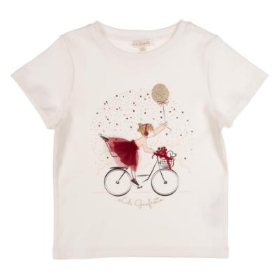Picture of Lili Gaufrette Girls Bike Top & Polka Tulle Skirt Set X 2 - Ivory Burgundy