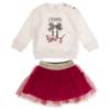 Picture of Lili Gaufrette Toddler Girls J'Adore Sweater & Polka Tulle Skirt Set X 2 - Ivory Burgundy