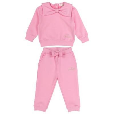 Picture of Lili Gaufrette Toddler Girls Bow Collar Sweater & Jogging Bottoms Set X 2 - Pink
