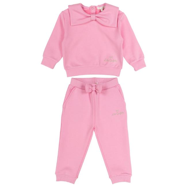 Picture of Lili Gaufrette Toddler Girls Bow Collar Sweater & Jogging Bottoms Set X 2 - Pink