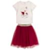 Picture of Lili Gaufrette Girls Bike Top & Polka Tulle Skirt Set X 2 - Ivory Burgundy