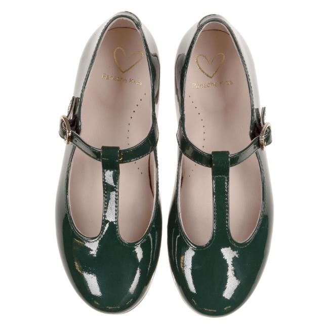 Picture of Panache Girls T Bar Pump - Dark Green Patent