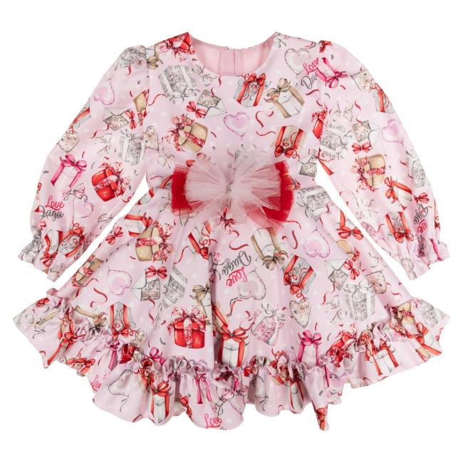 Picture of Daga Girls Magical Surprises Ruffle Dress - Pink Red Silver