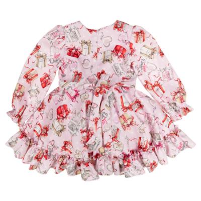 Picture of Daga Girls Magical Surprises Ruffle Dress - Pink Red Silver