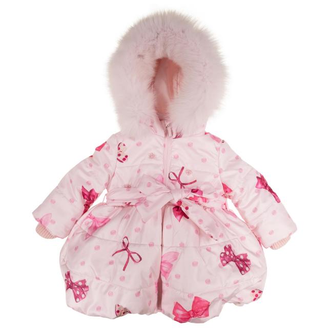 Picture of Bimbalo Girls Padded Coat with Exclusive Bow Print  - Pink