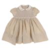 Picture of Sarah Louise Girls Smocked Bodice Puff Sleeve Dress - Beige Ivory