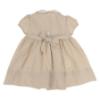 Picture of Sarah Louise Girls Smocked Bodice Puff Sleeve Dress - Beige Ivory