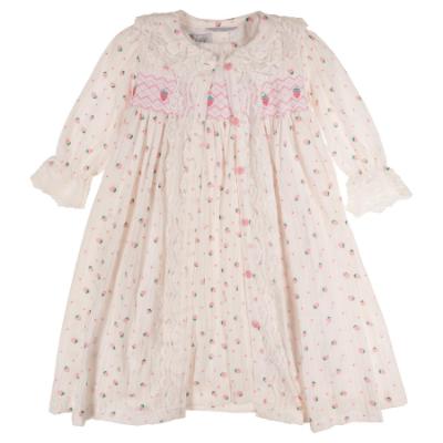Picture of Beau KiD Girls Smocked Strawberry Nightdress & Gown Set X 2 -  Ivory Pink