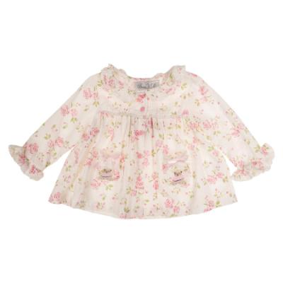 Picture of Beau KiD Girls Embroidered Teddy Floral Pyjamas Set X 2 - Ivory Pink