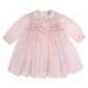 Picture of Sarah Louise Girls Smocked Bodice Scallop Collar Dress - Pale Pink White