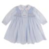 Picture of Sarah Louise Girls Smocked Bodice Scallop Collar Dress - Pale Blue White