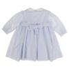Picture of Sarah Louise Girls Smocked Bodice Scallop Collar Dress - Pale Blue White