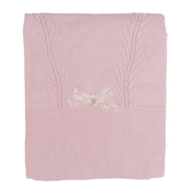 Picture of Rigola Baby Girls Little Blossom Raised Knit Organic Cotton Shawl - Pink