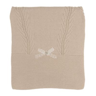 Picture of Rigola Baby Girls Little Deer Raised Knit Organic Cotton Shawl - Beige