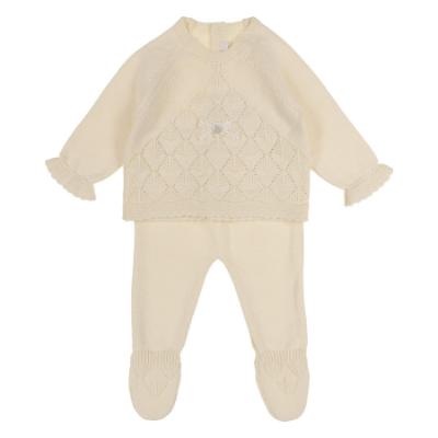 Picture of Rigola Baby Girls Elegant Chess Knitted Top & Legging Set X 2 - Cream