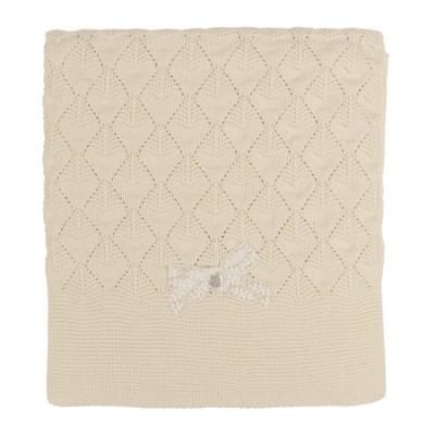 Picture of Rigola Baby Girls Elegant Chess Raised Knit Organic Cotton Shawl - Beige