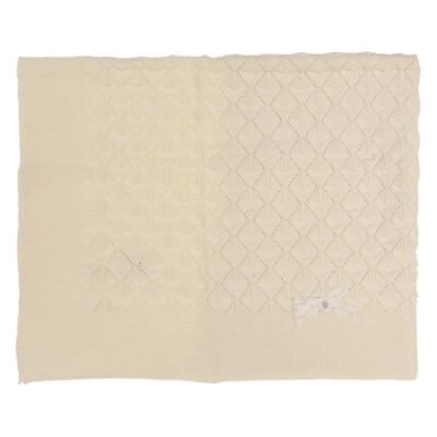 Picture of Rigola Baby Girls Elegant Chess Raised Knit Organic Cotton Shawl - Beige