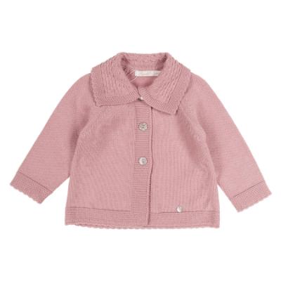Picture of Rigola Girls Winter Flowers Winter Knit Longer Cardigan/Jacket - Dark Pink