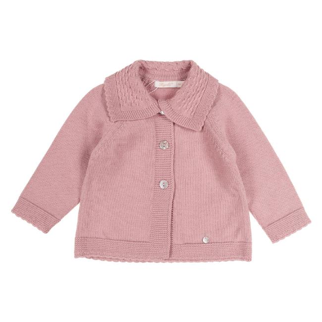 Picture of Rigola Girls Winter Flowers Winter Knit Longer Cardigan/Jacket - Dark Pink