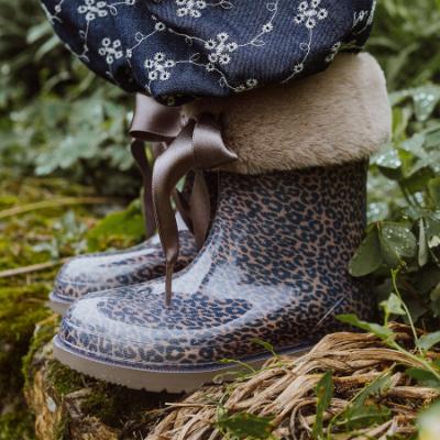 Picture of Igor Bimbi Soft Fur Cuff Print Ankle Rain Boot - Leopard