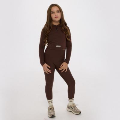 Picture of Ansandro Kids Activewear Ribbed Top & Leggings Set - Chocolate