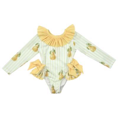 Picture of Meia Pata Girls Pears Jamaica Long Sleeve Swimsuit - Lemon Green
