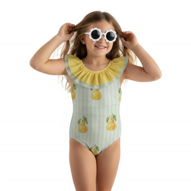 Picture of Meia Pata Girls Pears Cayo Coco Swimsuit - Lemon Green