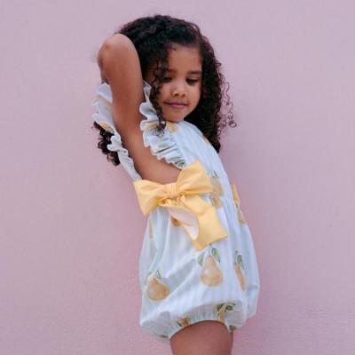 Picture of Meia Pata Girls Pears Ruffle Jumpsuit - Lemon Green