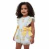 Picture of Meia Pata Girls Pears Ruffle Jumpsuit - Lemon Green