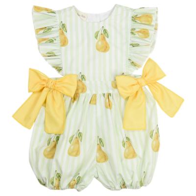Picture of Meia Pata Girls Pears Ruffle Jumpsuit - Lemon Green