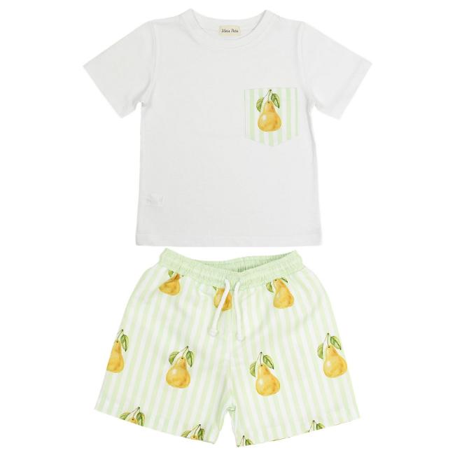 Picture of Meia Pata Boys Pears T-shirt & Swim Shorts Set X 2 - White Lemon Green