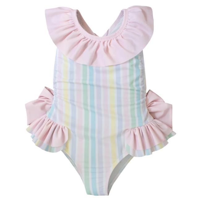 Picture of Meia Pata Girls Stripes Colour Barbados Swimsuit - Multi