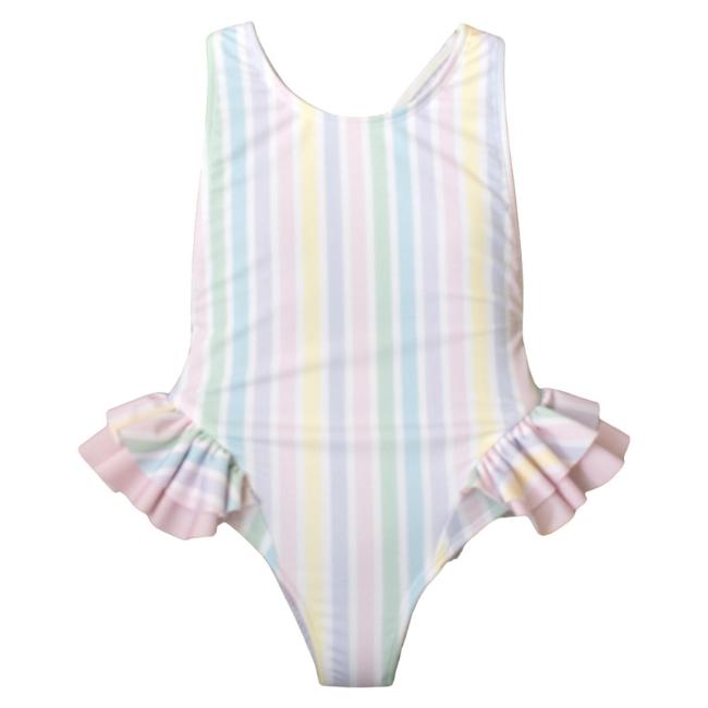 Picture of Meia Pata Girls Stripes Colour Bahamas Ruffle Swimsuit - Multi
