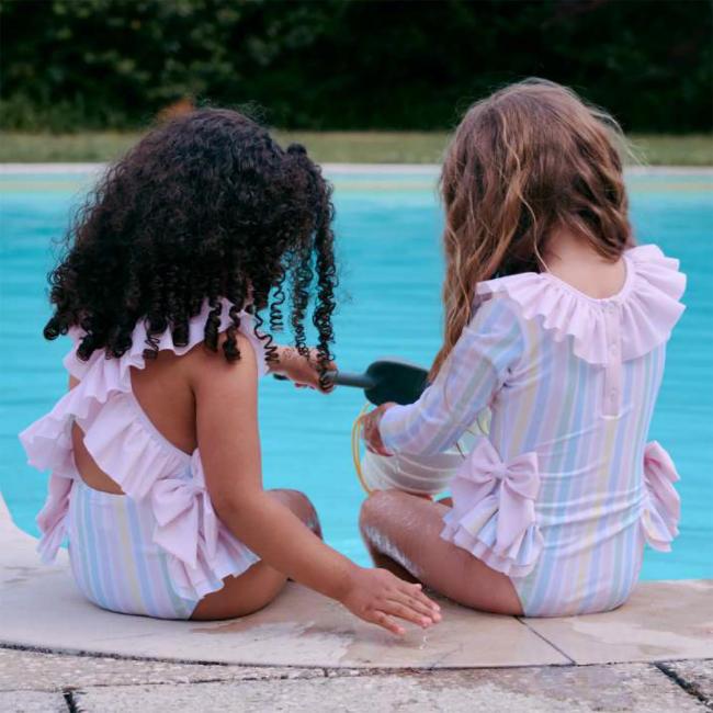 MEIA PATA -  Stripes Print Barbados Swimsuit - Pastel