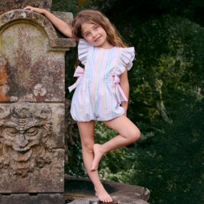 Picture of Meia Pata Girls Stripes Colours Ruffle Jumpsuit - Multi