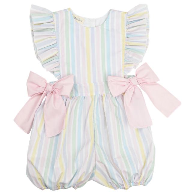 Picture of Meia Pata Girls Stripes Colours Ruffle Jumpsuit - Multi