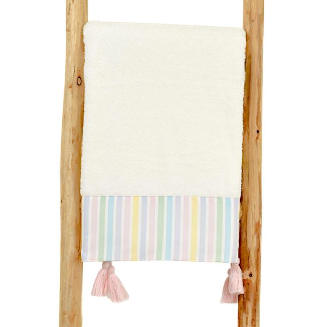 Picture of Meia Pata Stripes Colour Beach Towel - White Multi