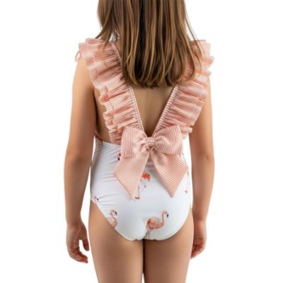 Picture of Meia Pata Girls Flamingos Aruba Swimsuit - White Flamingo