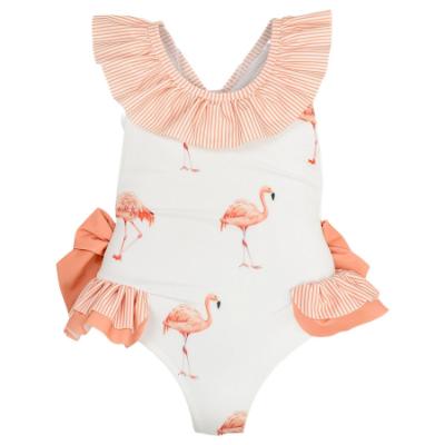 Picture of Meia Pata Girls Flamingos Barbados Swimsuit - White Flamingo