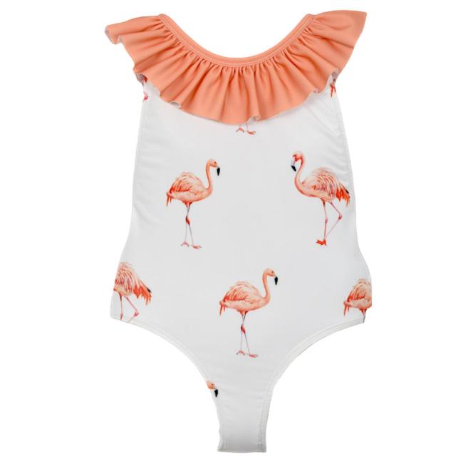 Picture of Meia Pata Girls Flamingos St. Barths Swimsuit - White Flamingo