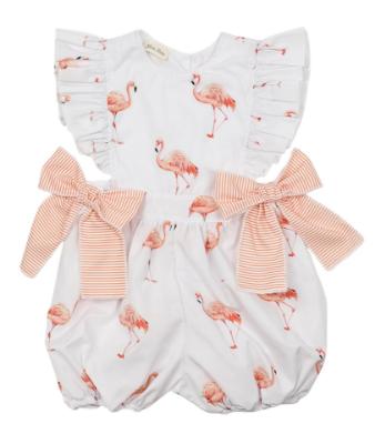 Picture of Meia Pata Girls Flamingos Ruffle Jumpsuit - White Flamingo