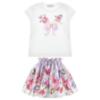 Picture of Monnalisa Girls Garden Party Butterfly Top & Skirt Set X 2 - Ivory Lilac