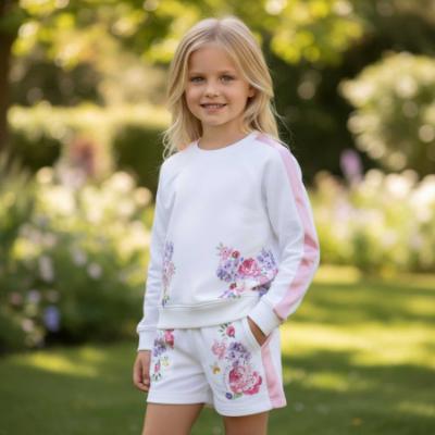 Picture of PRE ORDER Monnalisa Girls Garden Party Lounge Shorts Set X 2 - Ivory Pink
