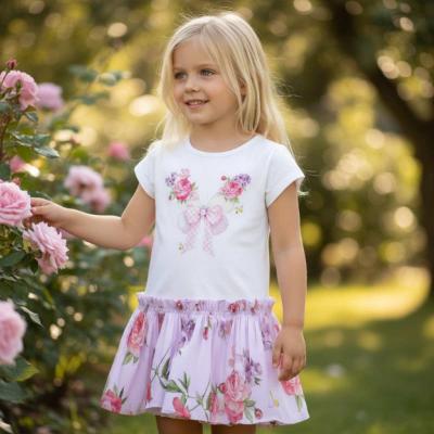 Picture of PRE ORDER Monnalisa Girls Garden Party Butterfly Dress - Ivory Lilac