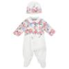 Picture of PRE ORDER Monnalisa Bebe Girls Rose Garden Babygrow With Hat Set X 2 - Ivory Pink