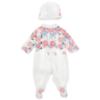 Picture of PRE ORDER Monnalisa Bebe Girls Rose Garden Babygrow With Hat Set X 2 - Ivory Pink