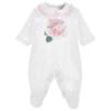 Picture of Monnalisa Bebe Girls Rose Garden Applique Fairy Babygrow  - Ivory Pink