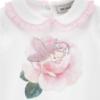 Picture of Monnalisa Bebe Girls Rose Garden Applique Fairy Babygrow  - Ivory Pink