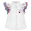 Picture of Monnalisa Girls Hello Kitty Ruffle Blouse & Denim Shorts Set X 2 - White Blue